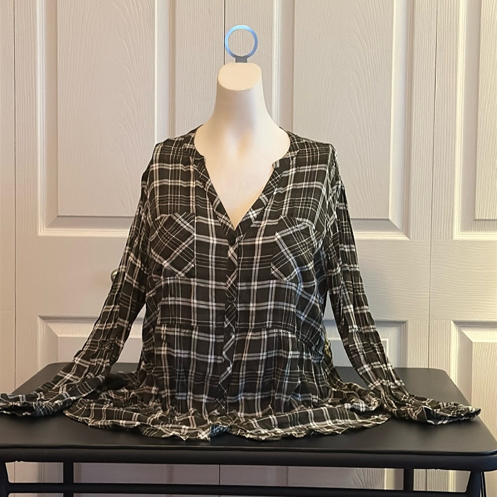 Torrid Plaid Flowy Blouse